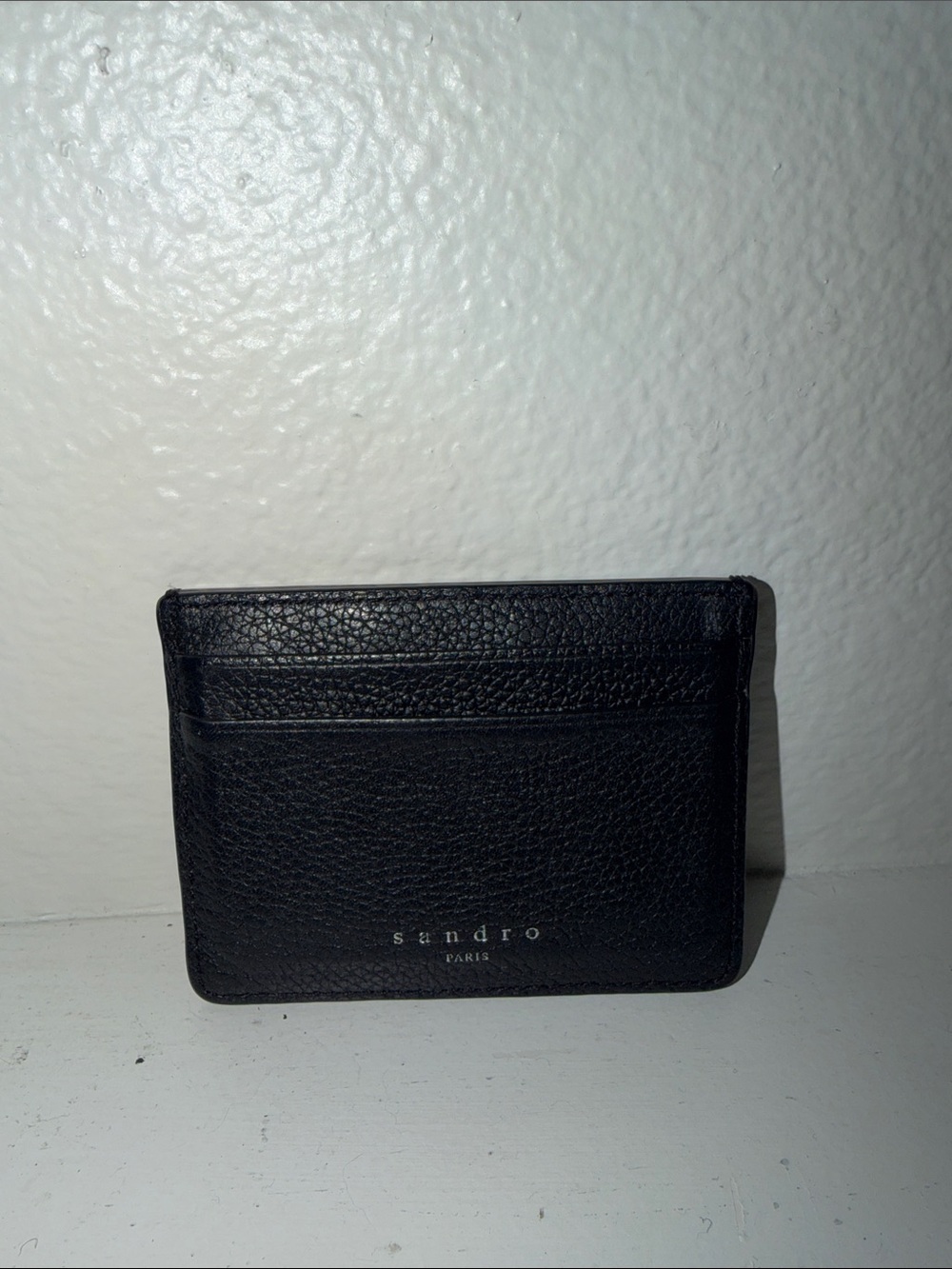 Sandro Black Grain Leather Slim Card Holder